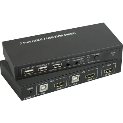 Afbeelding van SpeaKa Professional KVM switch 2 poorten HDMI USB 1920 x 1080 Pixel, 3840 2160 Pixel