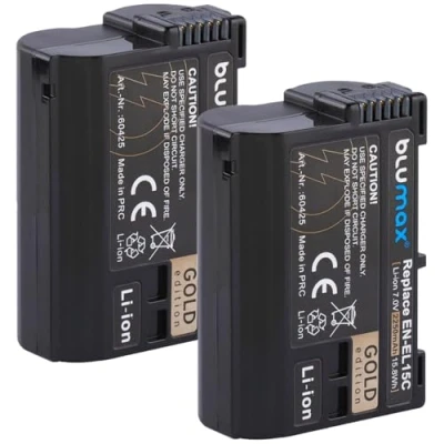 Afbeelding van Blumax 2 stuks EN EL15c Gold 2250 mAh batterijen compatibel met Nikon Z5 Z6 II Z7