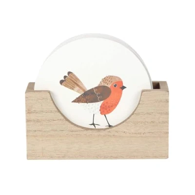 Afbeelding van Something Different Onderzetter Winter Robin Multicolours