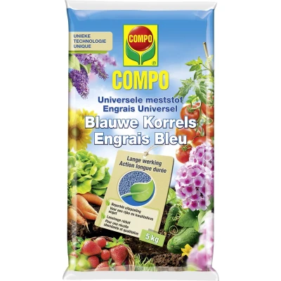Afbeelding van COMPO Blauwe Korrels universele meststof voor de moestuin en siertuin beperkte uitspoeling zak 5 kg