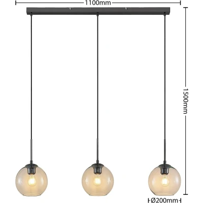 Afbeelding van Lindby hanglamp 3lichts staal, glas H: 17.5 cm E27 metallic, helder