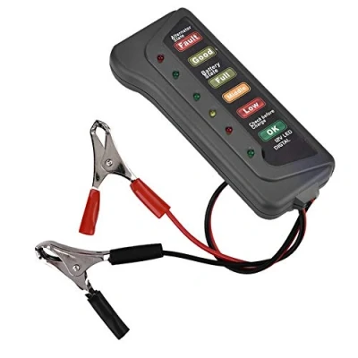 Afbeelding van Voor auto batterijtester, autobatterijtester, EBTOOLS 12 V kunststof motorfiets accu laadtester + koperen analysator dynamo startcontrole met 6 leds