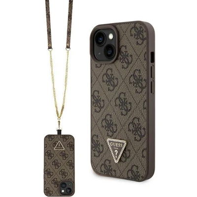 Afbeelding van Guess 4G Triangle Crossbody Back Case Geschikt voor Apple iPhone 15 (6.1&quot;) Bruin