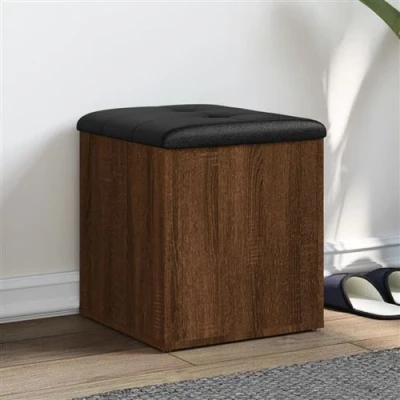 Afbeelding van Opbergbankje 42x42x45 cm bewerkt hout bruineikenkleurig