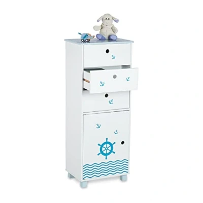 Afbeelding van Relaxdays ladekast kinderkamer dressoir kind 3 lades kinderkast hoog nachtkastje
