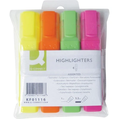 Afbeelding van Q CONNECT markeerstift, geassorteerde kleuren, etui van 4 stuks markeerstift