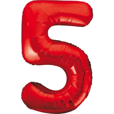 Afbeelding van Cijfer Ballon 5 Rood 86 cm