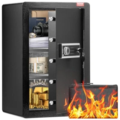 Image de VEVOR Coffre Fort à Porte Simple 99 L Déverrouillage par Clé et Mot de Passe
