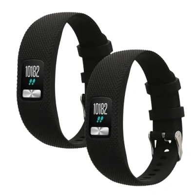 Afbeelding van kwmobile 2x horlogebandjes geschikt voor Garmin Vivofit 4 bandje Smartwatch bandjes van TPU Activity tracker horloge band in mat zwart /