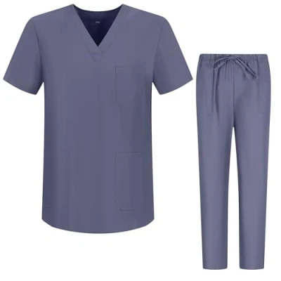 Image de MISEMIYA Ensemble Uniformes Unisexe Blouse Uniforme Médical avec Haut et Pantalon Ref.6801 6802 XS, Gris Claro