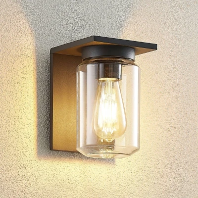 Afbeelding van Lucande buitenwandlamp Semka, antraciet, aluminium, glas, 20cm