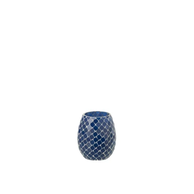 Afbeelding van J Line Geurkaars Mia Mozaiek Blauw Small 90U