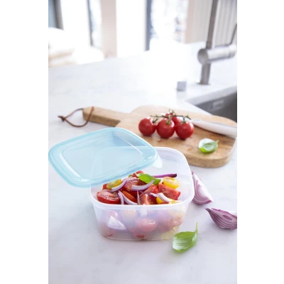 Afbeelding van Curver Fresh &amp; Go Vershoudbakjes met deksel Vierkant 3x1.2L 3 stuks Transparant/Blauw