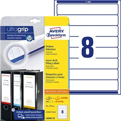 Afbeelding van Avery Ordnerrugetiketten, wit, 192,0 x 34,0 mm, permanent klevend