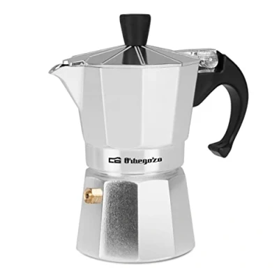 Afbeelding van Orbegozo KF 200 Italiaans koffiezetapparaat van aluminium, 2 kopjes met capaciteit, ergonomische handgreep, veiligheidssluiting, afneembaar filter