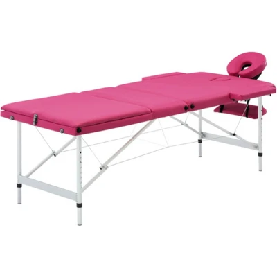 Afbeelding van vidaXL Massagetafel inklapbaar 3 zones aluminum roze