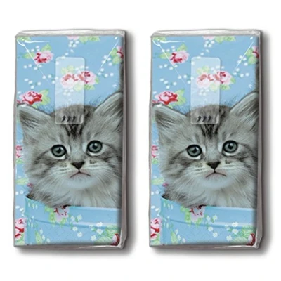 Afbeelding van 20 zakdoeken (2 x 10) met schattige katten/dieren