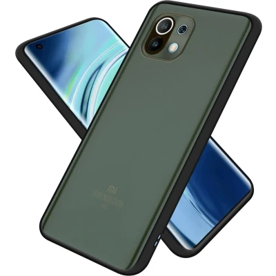 Afbeelding van Cadorabo Hoesje geschikt voor Xiaomi Mi 11 5G in Mat Zwart Rode Knopen Hybride beschermhoes met TPU siliconen Case Cover binnenkant en matte plastic achterkant