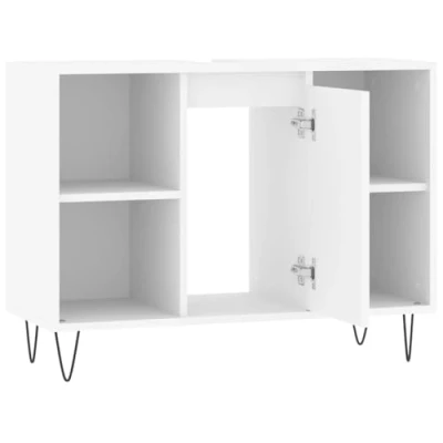 Afbeelding van Badkamerkast 80x33x60 cm bewerkt hout wit