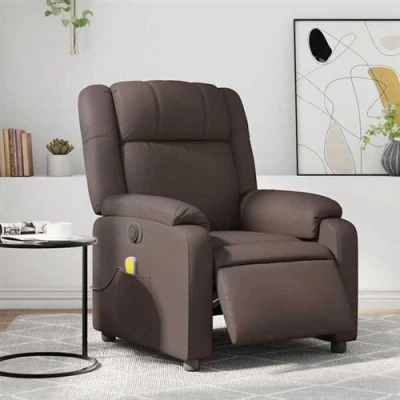 Image de vidaXL Fauteuil de massage inclinable électrique marron similicuir3205145