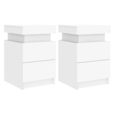 Afbeelding van Nachtkastjes met LED verlichting 2 st 35x39x55 cm wit