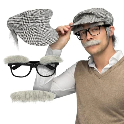 Afbeelding van Boland Set Opa Volwassenen Mannen Oude Man Accessoireset Grappig en Fout Cosplay Carnaval Themafeest