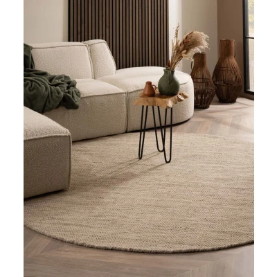 Afbeelding van Rond Wollen Tapijt/Vloerkleed Ulstein Naturel 300 Cm 100% Wol