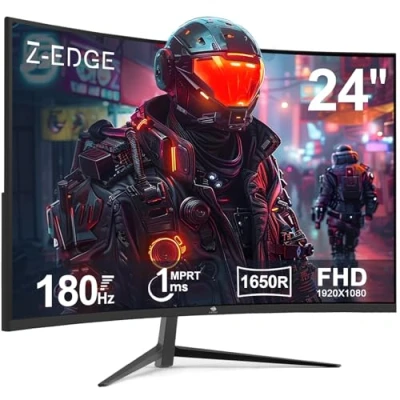 Afbeelding van Z Edge Gebogen gaming monitor 24 inch 180 Hz/165 Hz/144 Hz, FHD (1920 x 1080), 1 ms MPRT, FreeSync, met DP kabel, 1650R VA, 300 cd/m², HDMI 2.1 &amp; 1.4, instelbare helling, 178