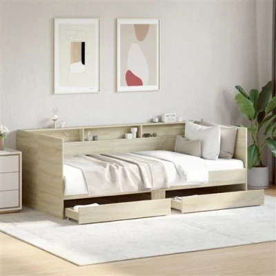 Afbeelding van vidaXL Slaapbank met lades zonder matras 100x200cm sonoma eikenkleurig