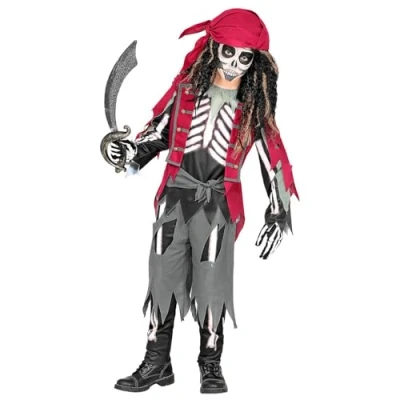 Afbeelding van Widmann Piraat &amp; Viking Kostuum Uitgemergelde Scheurbuik Jongen Paars, Grijs Maat 116 Halloween Verkleedkleding
