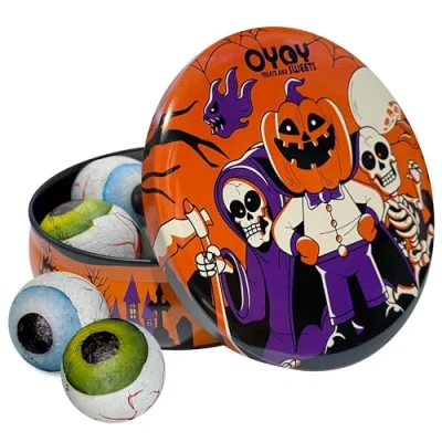Afbeelding van OYOY Halloween snoepdoos gevuld met 4 x XL ogen melkchocolade I ca. stuks geschenkdoos griezelige snoepjes