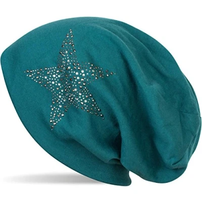 Afbeelding van styleBREAKER Slouch damesmuts longbeanie met klinknagels strass en edelstenen antraciet zilver 04024087, Benzine.