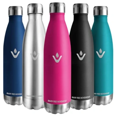 Afbeelding van Vikaster Roestvrijstalen thermosfles, waterfles, 750 ml, BPA vrij, lekvrij, voor school, sport, fietsen, camping, fitness, outdoor