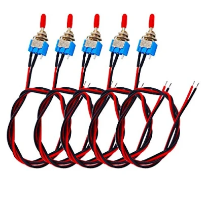 Afbeelding van senvenelec 5 stuks mini tuimelschakelaar met 30 cm voorbedraad, 2 polige over stop 3 V/5 V/12 V/220 V/240 V, voor auto&#039;s, vrachtwagens, boten 3a 250 vac / 6a 125 vac.