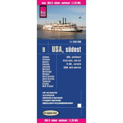 Afbeelding van Reise Know How Landkarte USA 9 Südost 1 : 1.250.000: Missouri, Kentucky, West Virginia, South Carolina, ...
