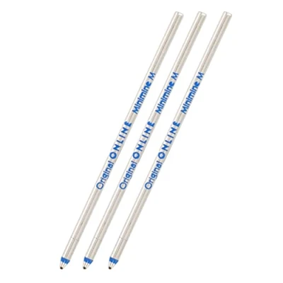 Afbeelding van Online, 40011/3 set van 3 vullingen voor balpennen internationale standaard D1, lijndikte M, onuitwisbaar