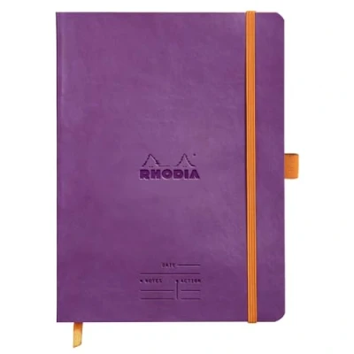 Afbeelding van RHODIA 117790C Notitieboek, vergadering, violet, A5+, voorgedrukte datum, notities, actie, 160 pagina&#039;s afneembaar, helder papier 90 g, bladwijzer, penhouder, omslag kunstleer, rhodiarama