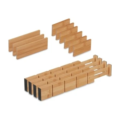 Afbeelding van ladeverdelers 13 delige set verstelbaar 34 43,5 cm bamboe lade organizer