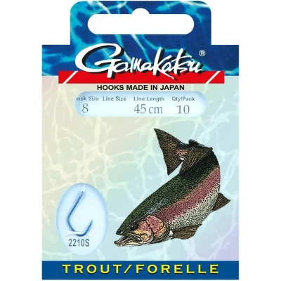 Afbeelding van Gamakatsu Onderlijnen Forel haak 2210S 45cm (10 pcs) Maat : 8 0.16mm