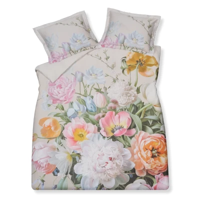 Afbeelding van Vandyck Fleur Festive Dekbedovertrekset Cream Tan Lits jumeaux (240x200/220 + 2 Slopen)