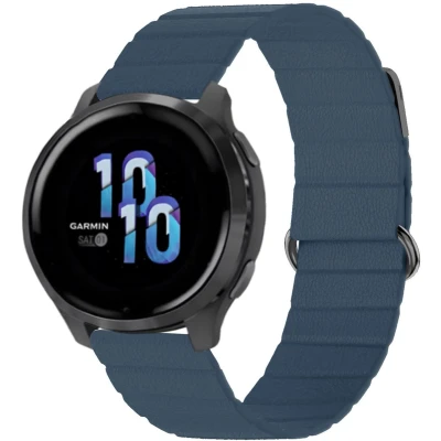 Afbeelding van iMoshion Magnetisch lederen 22 mm bandje Geschikt voor Garmin Venu 2 / Fenix 7 Pro 7s 6 Vivoactive 4 Polar Grit X Vantage M2 V2 Blauw