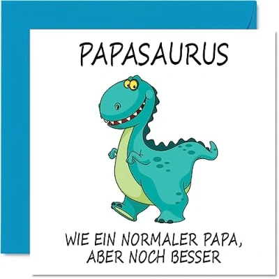 Afbeelding van Stuff4 Grappige verjaardagskaarten voor papa Papasaurus vaderdagkaart van zoon en dochter, verjaardagscadeaus vader, 145 mm x