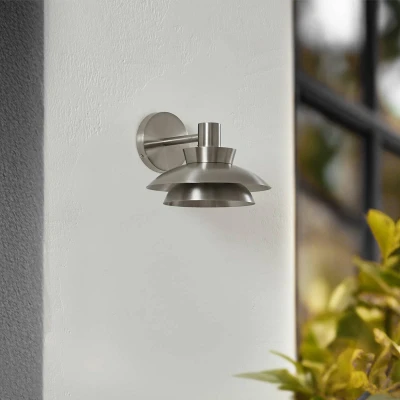 Afbeelding van Lucande buitenwandlamp Thais, grijs, roestvrij staal, Ø 25 cm