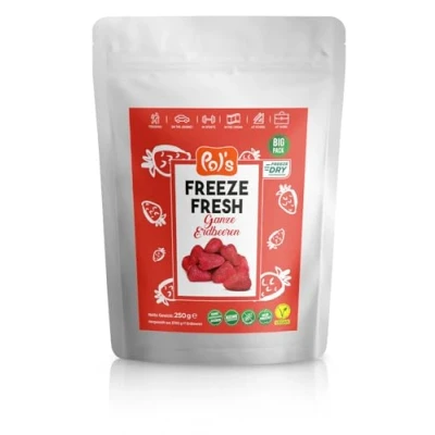 Afbeelding van POL&#039;S FREEZE FRESH Gevriesdroogde hele aardbeien, 250 g, 100% hoogwaardige zonrijpe gedroogde vruchten, zonder toegevoegde suiker, toevoegingen