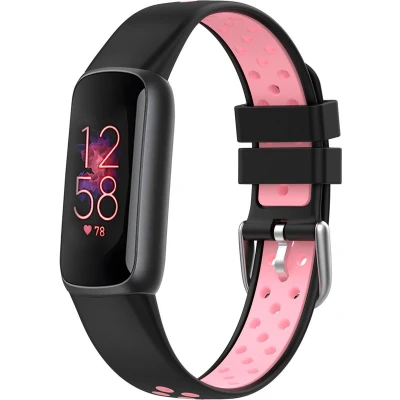 Afbeelding van iMoshion Bandje Geschikt voor Fitbit Luxe/Roze Siliconen sport band zilveren gesp zonder pinnetje Zwart