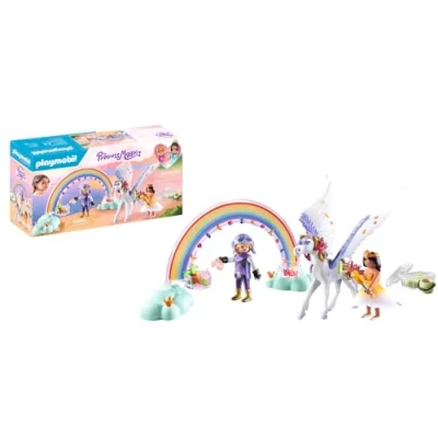 Image de Playmobil 71361 Cheval ailé à décorer, Comprend Une Princesse, Un Chevalier, ailé, véritable Peigne, Arc en Ciel avec boîtes de rangements Gamme Princess Magic pour Enfants dès 4 Ans