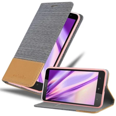 Afbeelding van Cadorabo Hoesje geschikt voor Nokia Lumia 1320 in LICHTGRIJS BRUIN Beschermhoes met magnetische sluiting, standfunctie en kaartvakje Book Case Cover Etui
