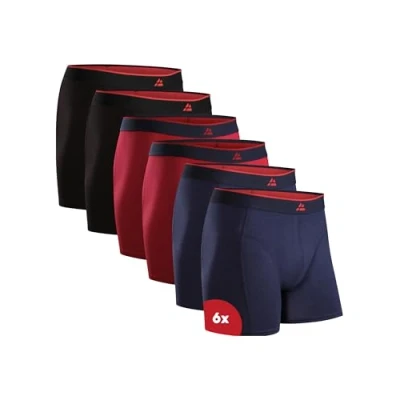 Afbeelding van DANISH ENDURANCE Set van 6 boxershorts bamboevezel, met zak of zonder, ultrazachte en ademende voor heren, Veelkleurig (2x Zwart, 2x Rood, 1x Marineblauw), S