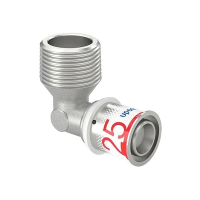 Afbeelding van Uponor S Press Plus perskoppeling 1&quot; buitendraad x Ø25 knie. Artikelnr: 1070536