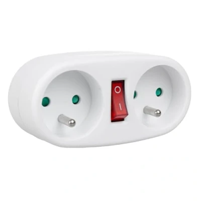 Afbeelding van Maclean stopcontact splitter met 2 contactdozen en aan/uit schakelaar, type E, 2x16A, MCE337 E